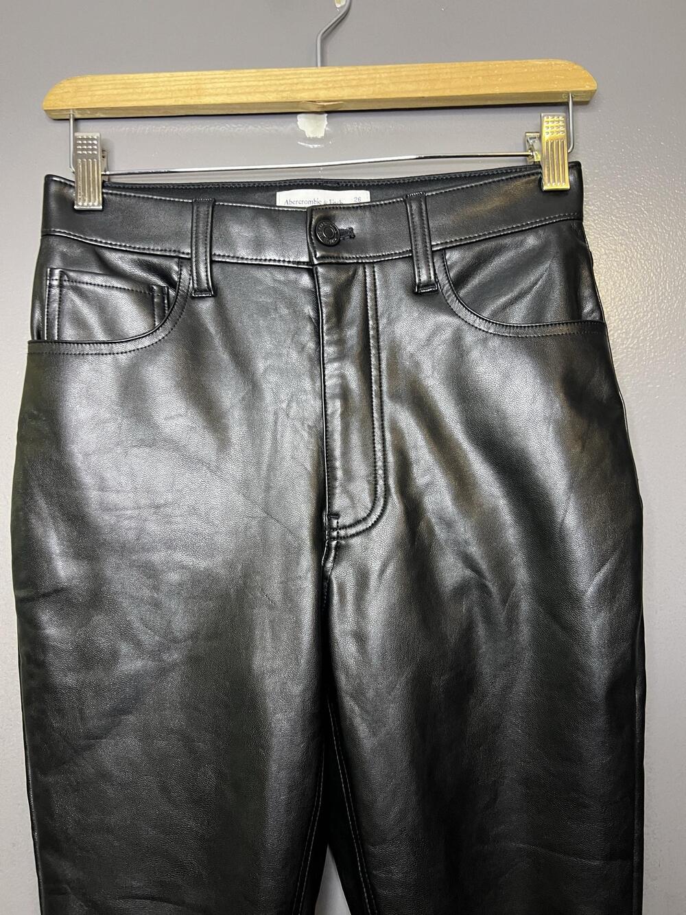 Abercrombie & Fitch Pants Womens 26 Black Faux Leather Skinny High Rise Jegging